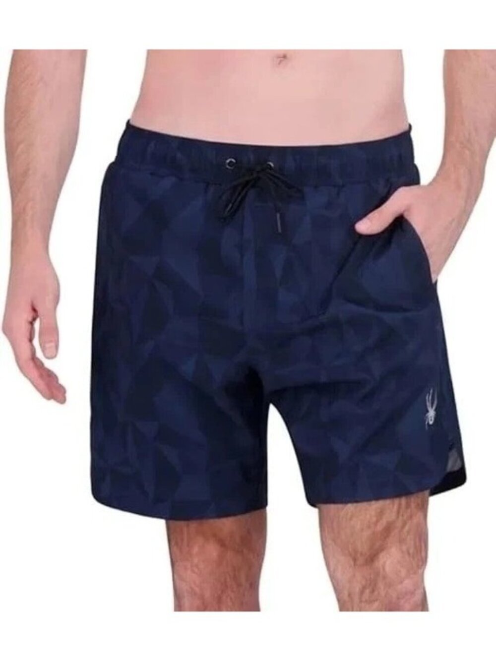 NWT Spyder Men's S Dark Blue Swim Shorts 7.5" Inseam With UV Protection